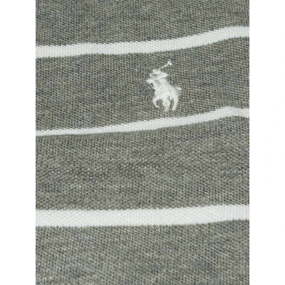 Polo Ralph Lauren Men's 2XL Grey White Striped Mesh Polo Short Sleeve Pristine